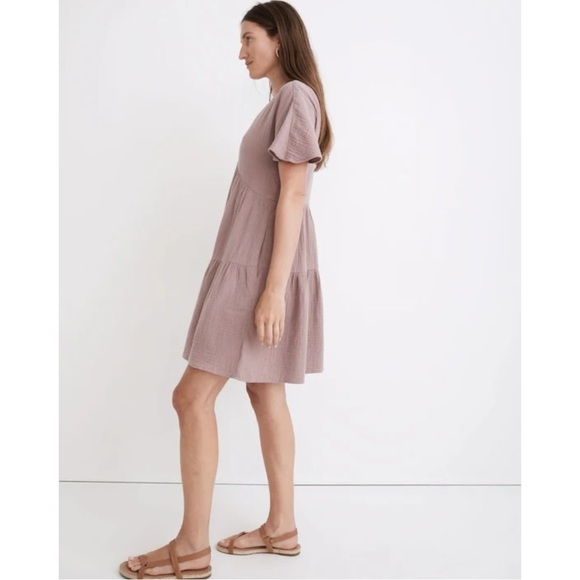 Madewell Dusty Mauve Tiered Mini Dress - Picture 3 of 12